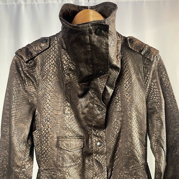 Yansi‎ Fugel Cotton Blend Animal Print Textured Jacket in Brown Size Medium - Picture 10 of 10